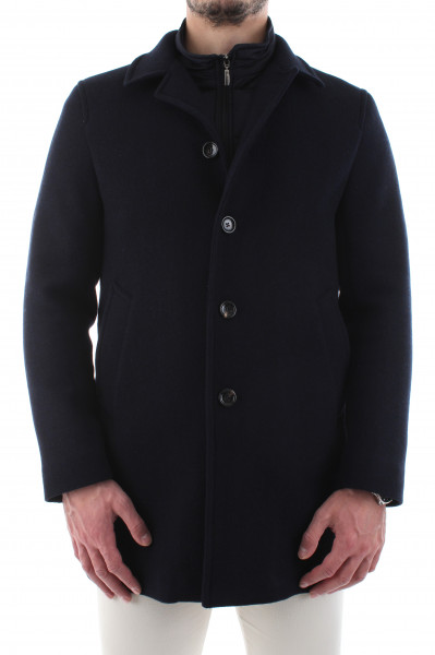Men's short black coat with double neck B20-00