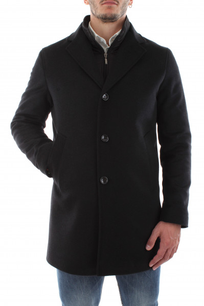 Men's short black coat with double neck B20-00