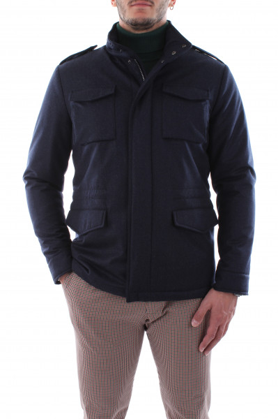Double-necked jacket with men's dark fur T20-04