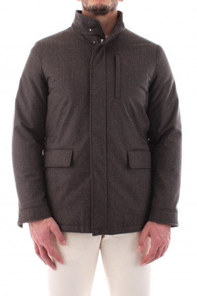 Double-necked jacket with men's dark fur T20-04