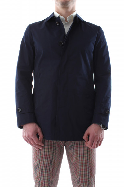 Men's blue lined single-breasted trench coat P21-05